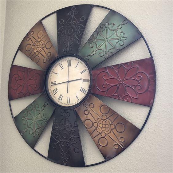 Large Pressed Metal Wall Clock