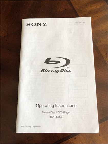 Sony Blue-Ray Disc Player Model BDPS550