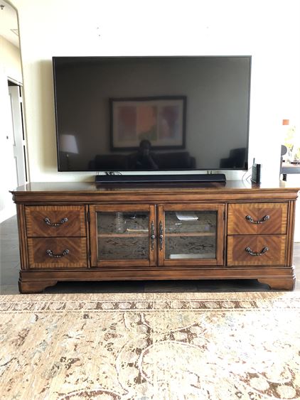 Two Toned Glass Front Media Console