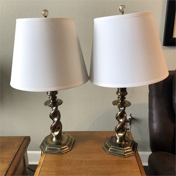 Pair of Brass Barley Twist Style Lamps