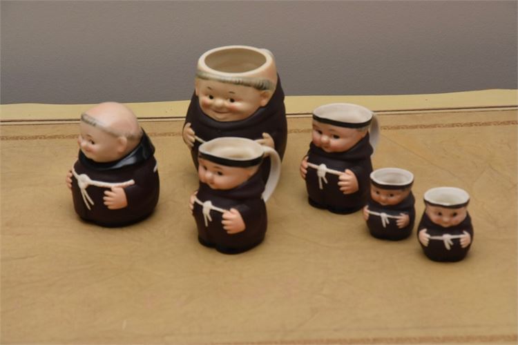 Group of Six Vintage  GOEBEL'S  Friar Porcelain Mugs & Figurines