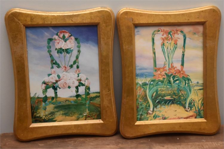 Pair Decorative "Floral Chair' Photo Prints