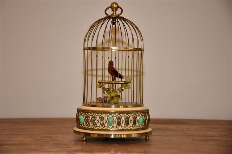 REUGE Swiss Gold Music Box with Songbird