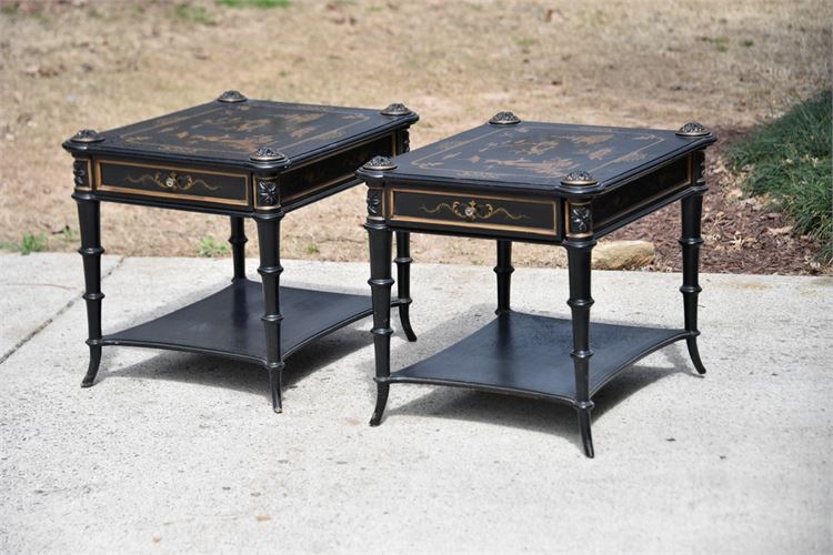 Pair KARGES Regency Style Ebonized End Table