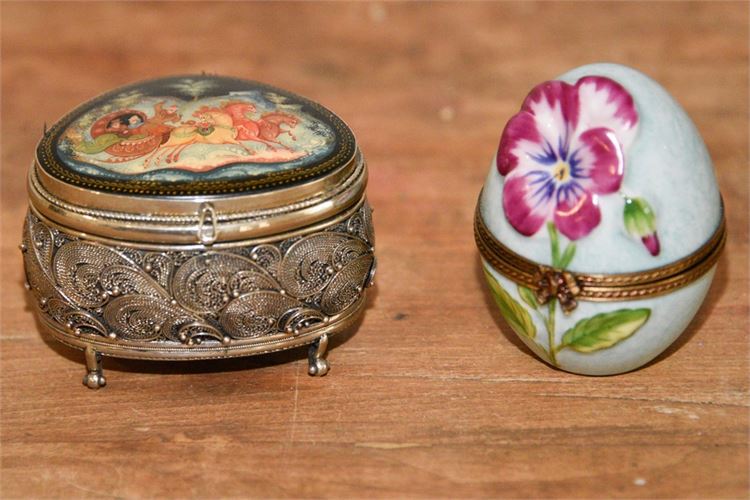 Two (2) Miniature  Porcelain Boxes