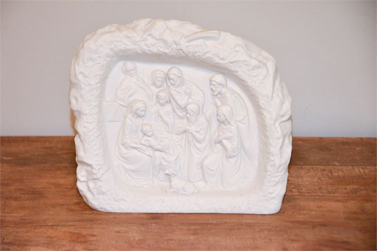LLADRO Biscuit Bas Relief Nativity Scene Matte White Porcelain