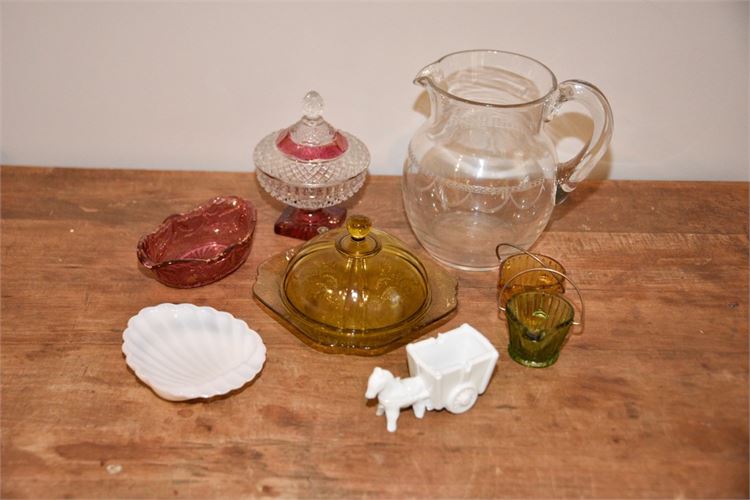 Lot of Colored & Clear Glass Items