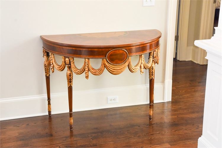 MAITLAND SMITH Neoclassical Style Painted & Gilt Demilune Table