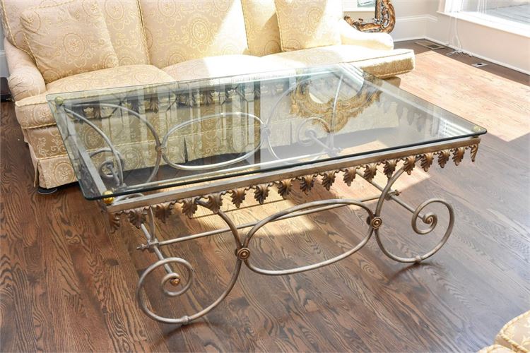 MAITLAND SMITH French Style Glass Top Coffee Table
