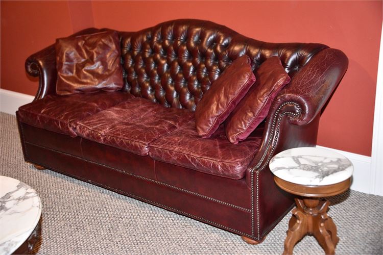 Camel Back Chesterfield Leather Sofa