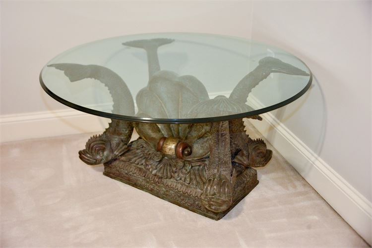 MAITLAND SMITH Bronze Dolphin Base Coffee Table