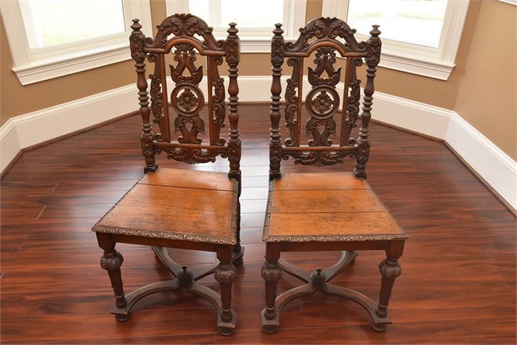 Pair Jacobean Style Side Chairs