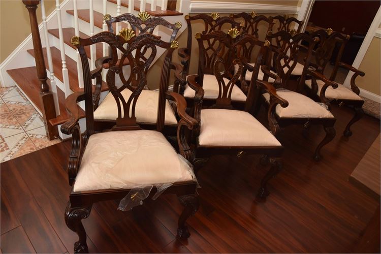 Set Eight (8) MAITLAND SMITH Chippendale Style Mahogany Armchairs
