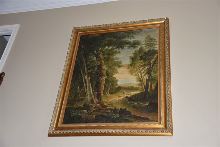 L:arge 20th Century Oil On Canvas Extensive Landscape