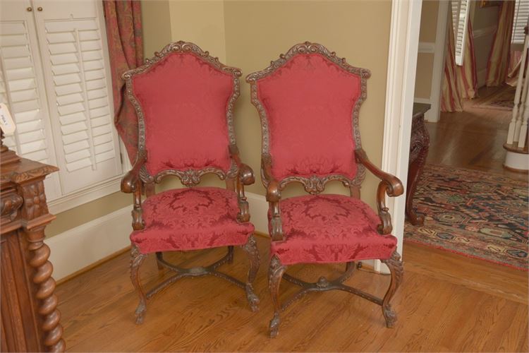 Pair Large French Style Fauteuils