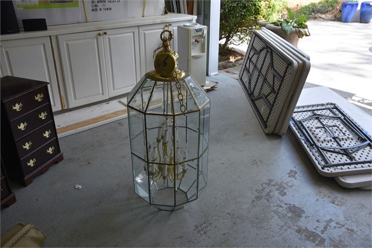 Large Scale Brass & Beveled Glass Lantern