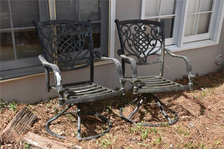 Pair Swivel Base OutdoorAluminium Armchairs