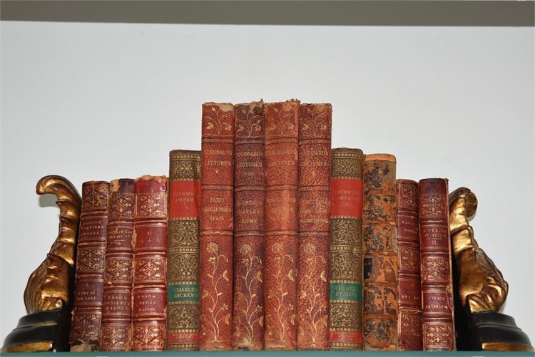 Group Vintage Leather Bound Books