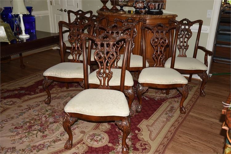 Set Eight (8) Chippendale Style Dining Chairs