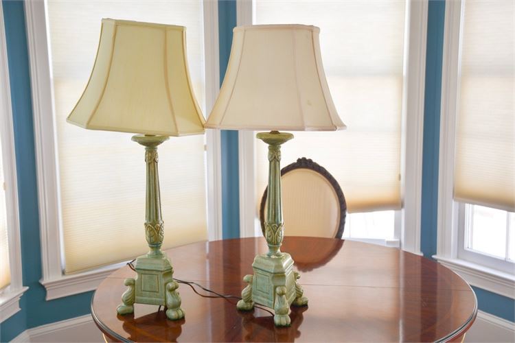 Pair Large Scale Ceramic or Composition Table Lamps