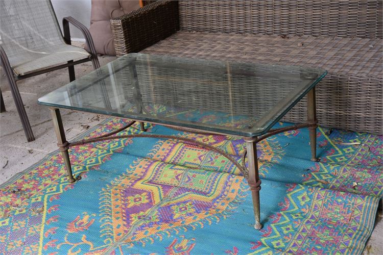 French Style Cast Iron Glass Top Coffee Table