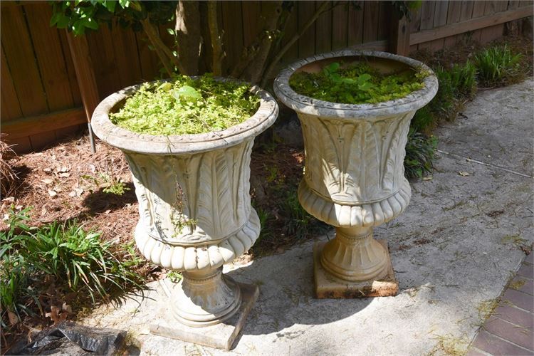 Pair Large Fabricated Campana Form Urns