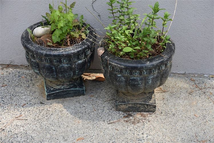 Pair Neoclassical Style Concrete Planters