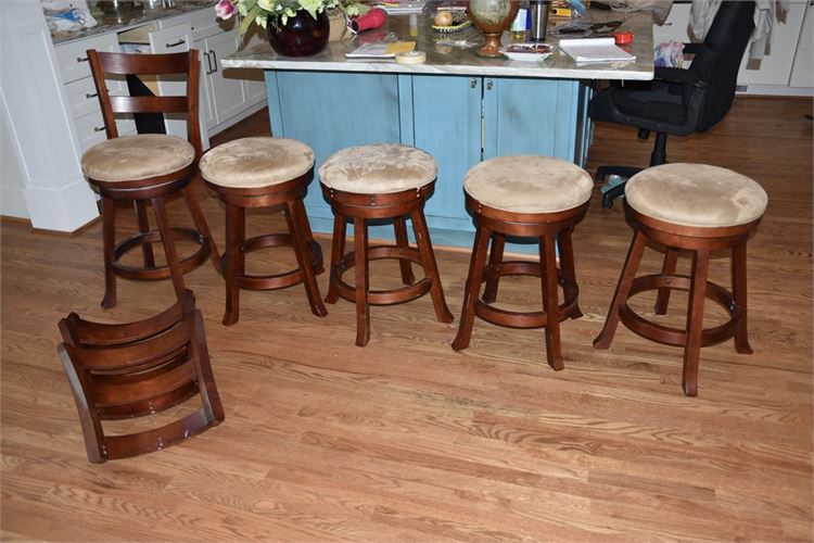 Set of Five Wooden Kitchen Stools