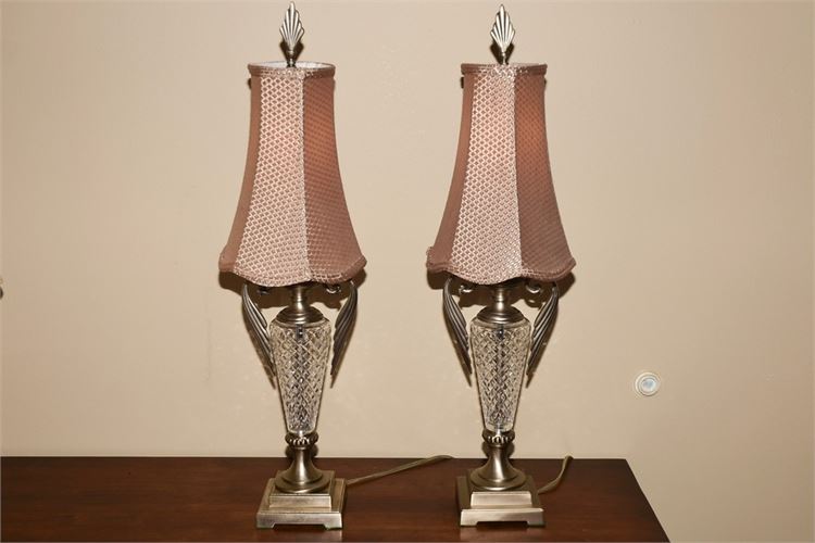 Pair Cut Glass Boudoir  Lamps