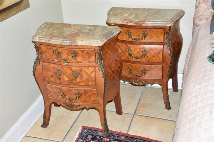 Pair of Diminutive Louis XV Style Parquetry Commodes