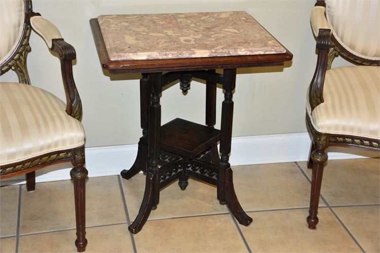 Victorian Ebonized Marble Top Stand