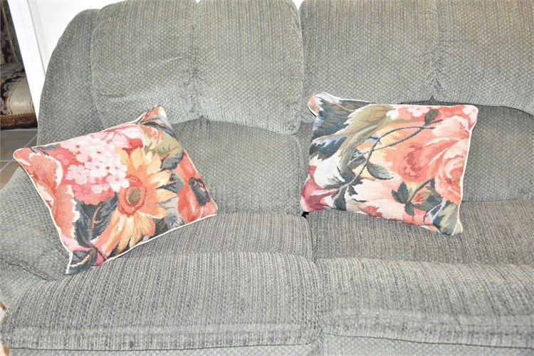 Pair Decorative Needlepoint Down Filled Throw Pillows