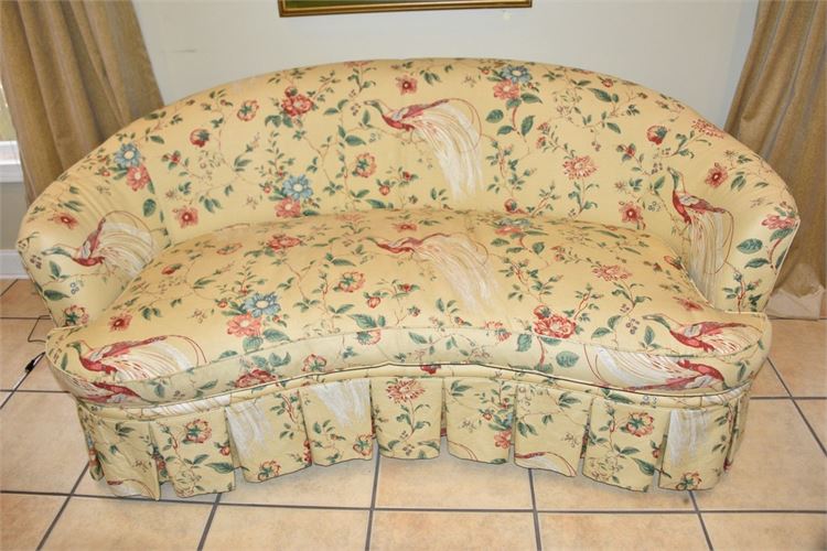 Kidney Shaped Sofa with Chinoiserie Fabric