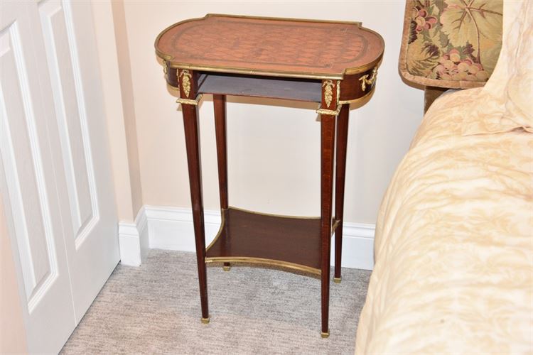 Fine Vintage French Style Parquetry & Bronze Mounted Side Table