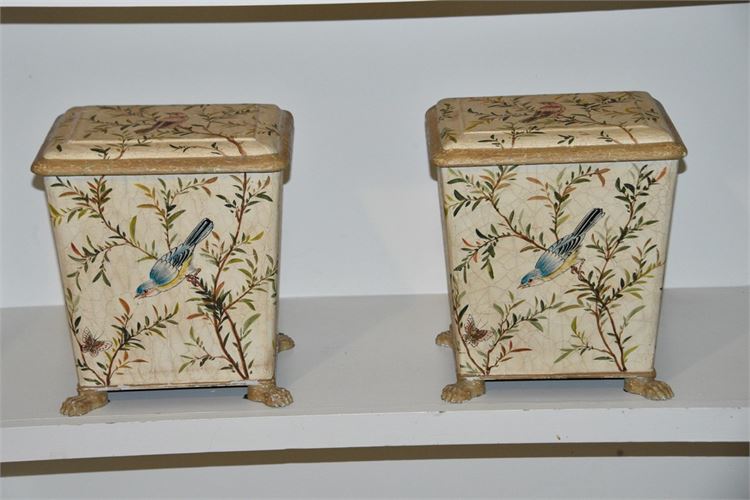 Pair Chinoiserie Decorated Canisters