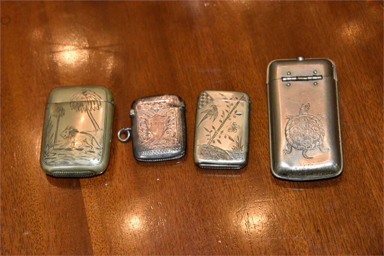 Group Vintage  Silver Metal Match Safes