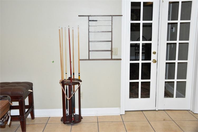 Mahogany Pool Cue Stand & Rack