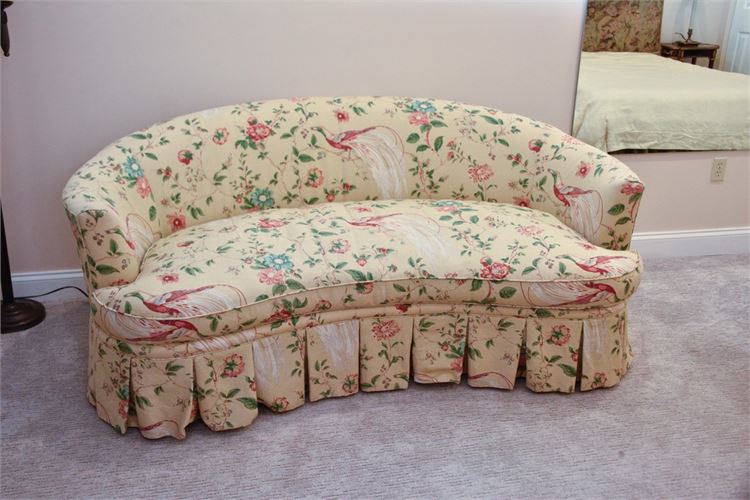 Kidney Shaped Sofa with Chinoiserie Fabric