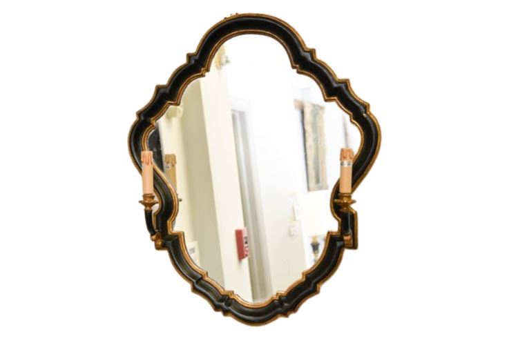 Georgian Style Ebonized Girandole Mirror/ Sconce