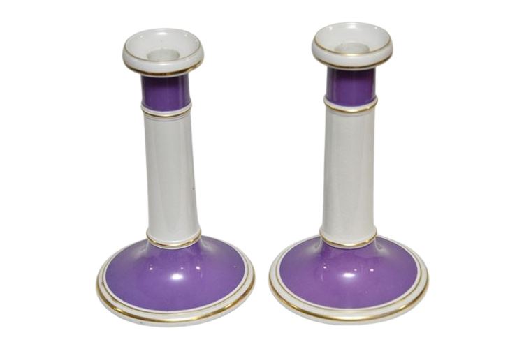 Fine Pair BELLEEK Porcelain Candlesticks