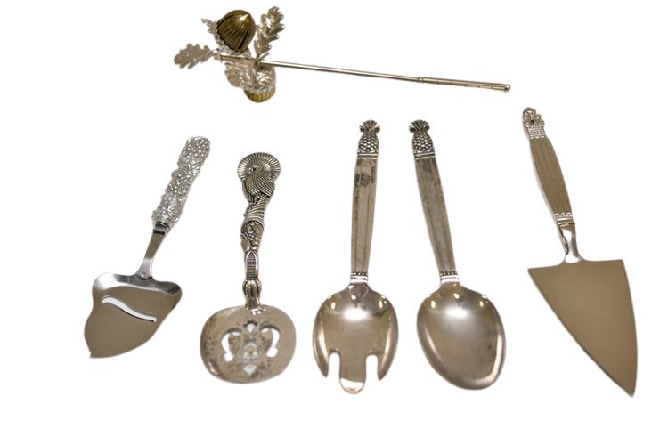 Group Novelty Silver Metal Serving Pieces