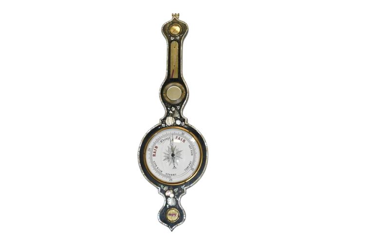 Antique Victorian Ebonized & Inlaid Barometer