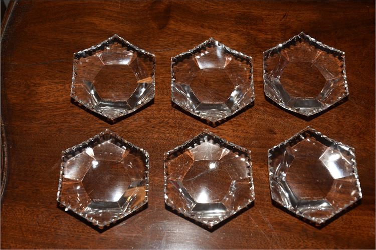 Set Six (6) LALIQUE Hexagonal Salts