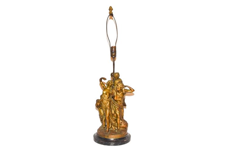 Antique Bronze Figural Grouping as a Lamp