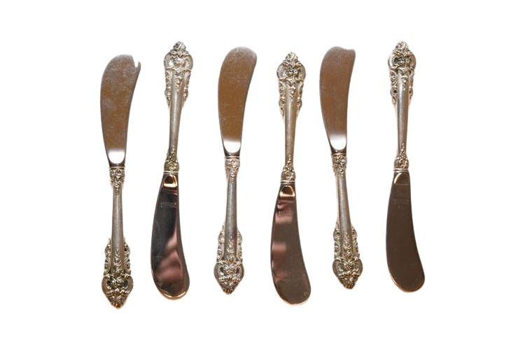 Set Six Sterling Silver  WALLACE Butter Knives