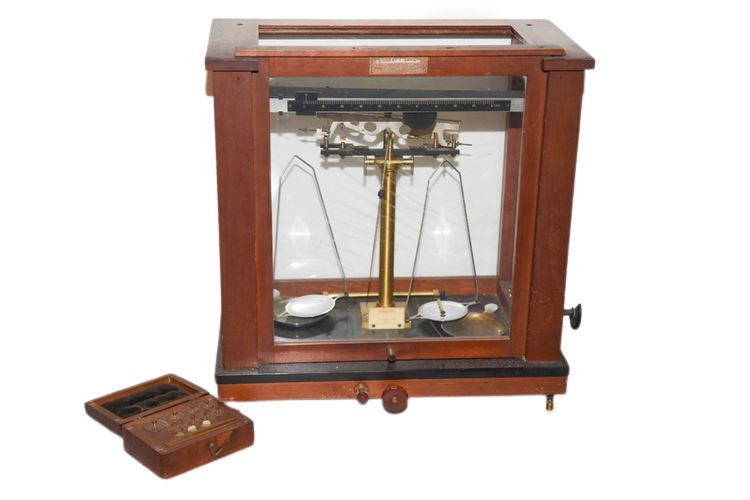 Antique Commercial Scale in Glass Case