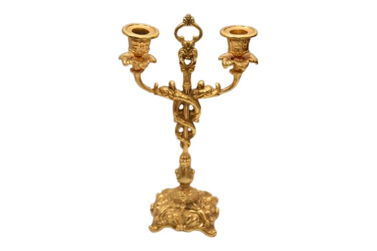 Diminutive Gilt Bronze Two Arm Candelabrum