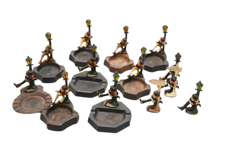 Group 13 Cast Iron Figural Ashtrays