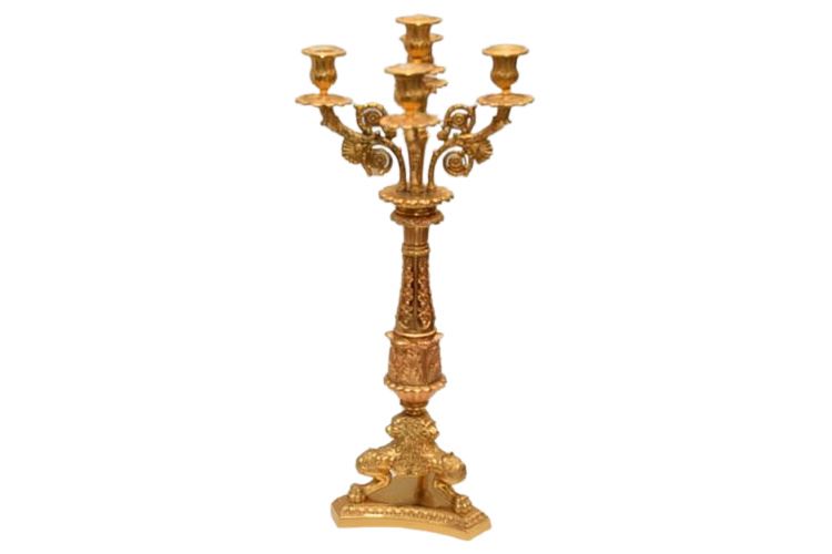 French Empire / Restauration Gilt Bronze Candelabrum