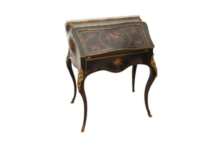 Victorian Chinoiserie Black Lacquer Lady's Desk